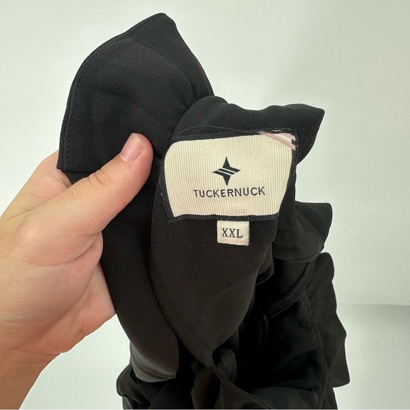TUCKERNUCK Black Faye Blouse Size XXL Ruffle Neck Classic Staple - Picture 4 of 7